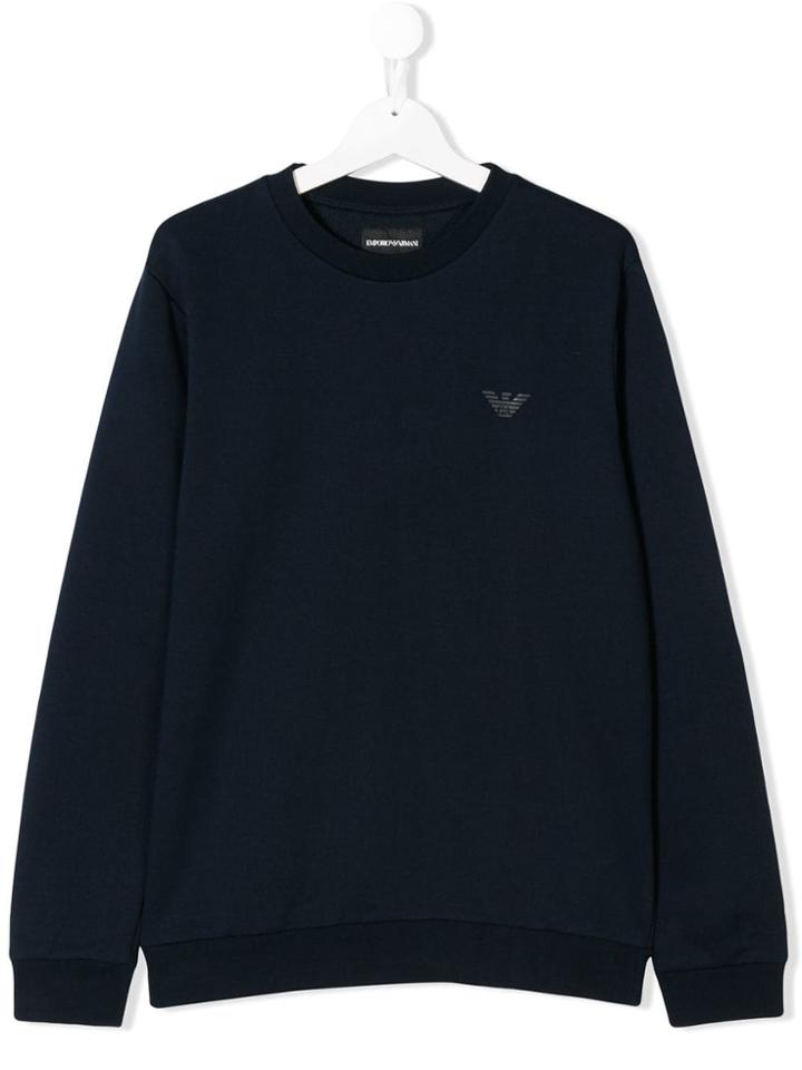 Emporio Armani Kids Round Neck Jumper - Blue