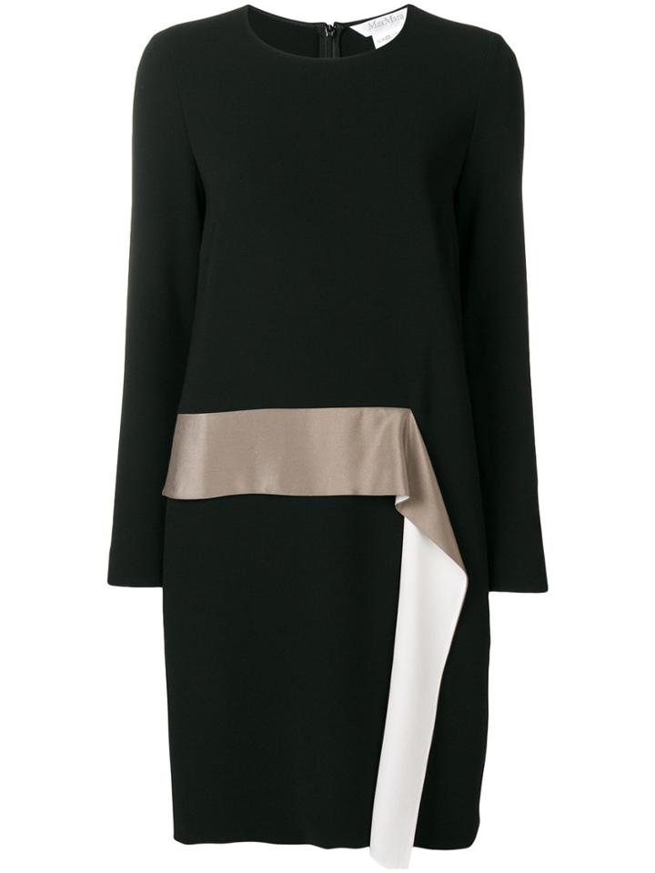 Max Mara Asymmetrical Ruffle Longsleeve Dress - Black