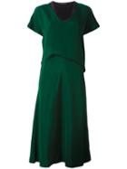 Cédric Charlier Layered Dress, Women's, Size: 40, Green, Silk