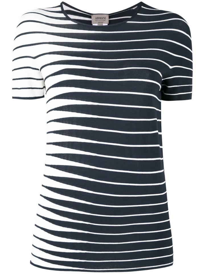 Armani Collezioni Striped Knitted Top - Blue