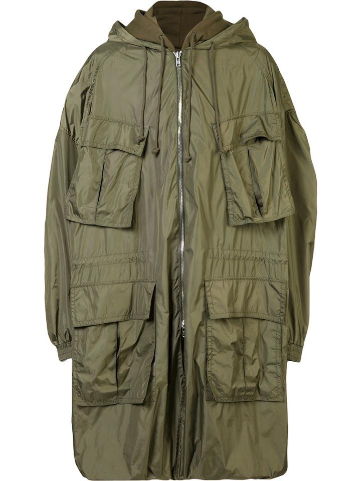 Juun.j Hooded Military Jacket, Men's, Size: 48, Green, Cotton/nylon/polyester