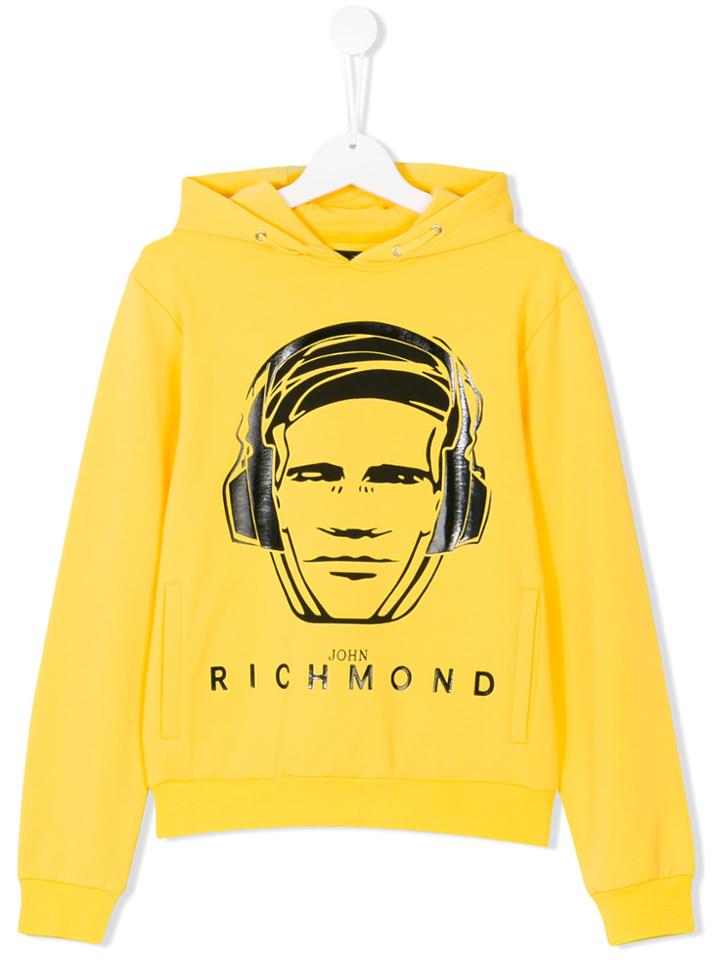 John Richmond Kids Headphone Print Hoodie - Yellow & Orange