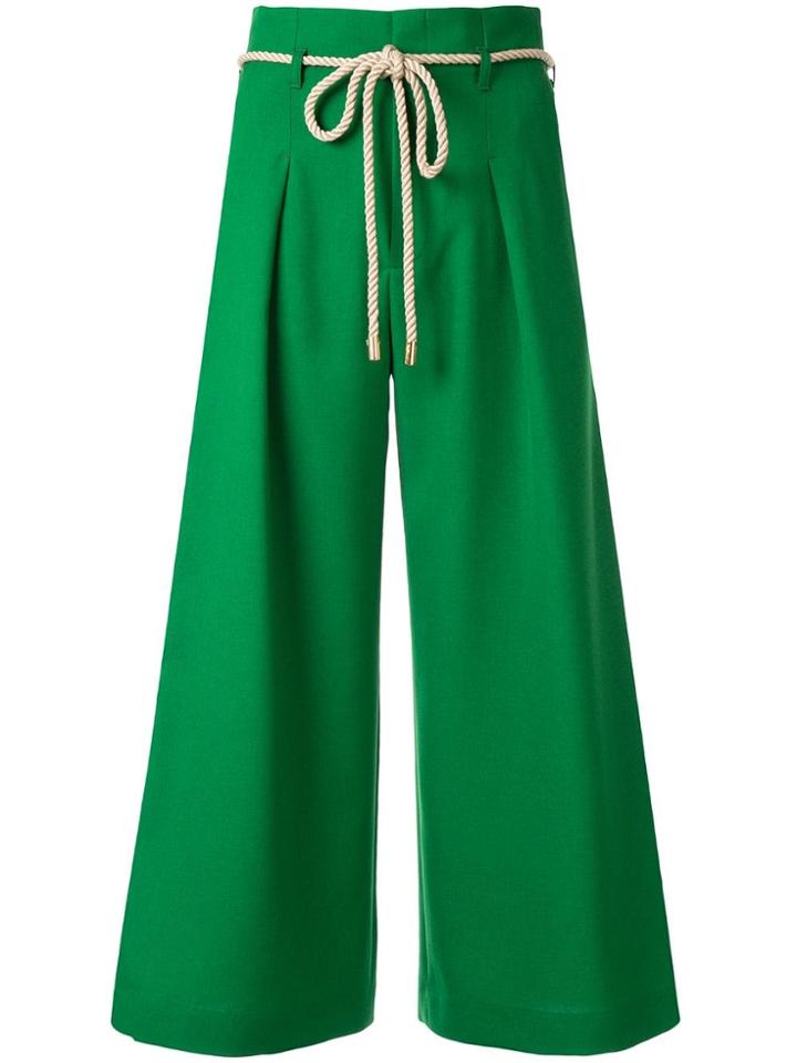 Loveless Cropped Wide Leg Trousers - Green