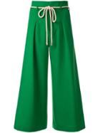Loveless Cropped Wide Leg Trousers - Green