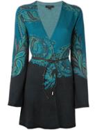 Etro Paisley Tie Cardigan, Women's, Size: 44, Blue, Cashmere/wool