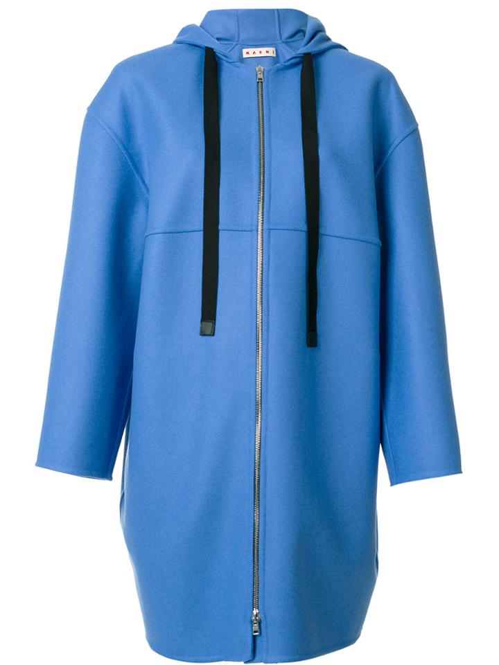 Marni Zip Cocoon Coat - Blue