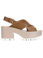 Marni Crossover Strap Sandals, Women's, Size: 38, Brown, Leather/rubber