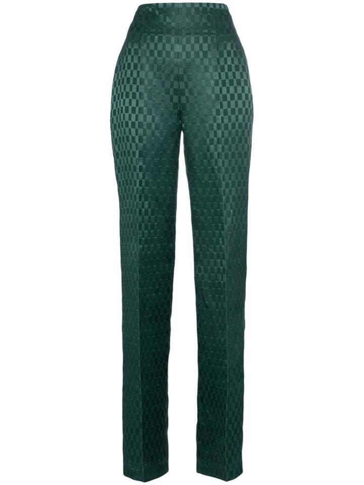 Haider Ackermann High-waisted Silk-blend Checked Suit Trousers - Green