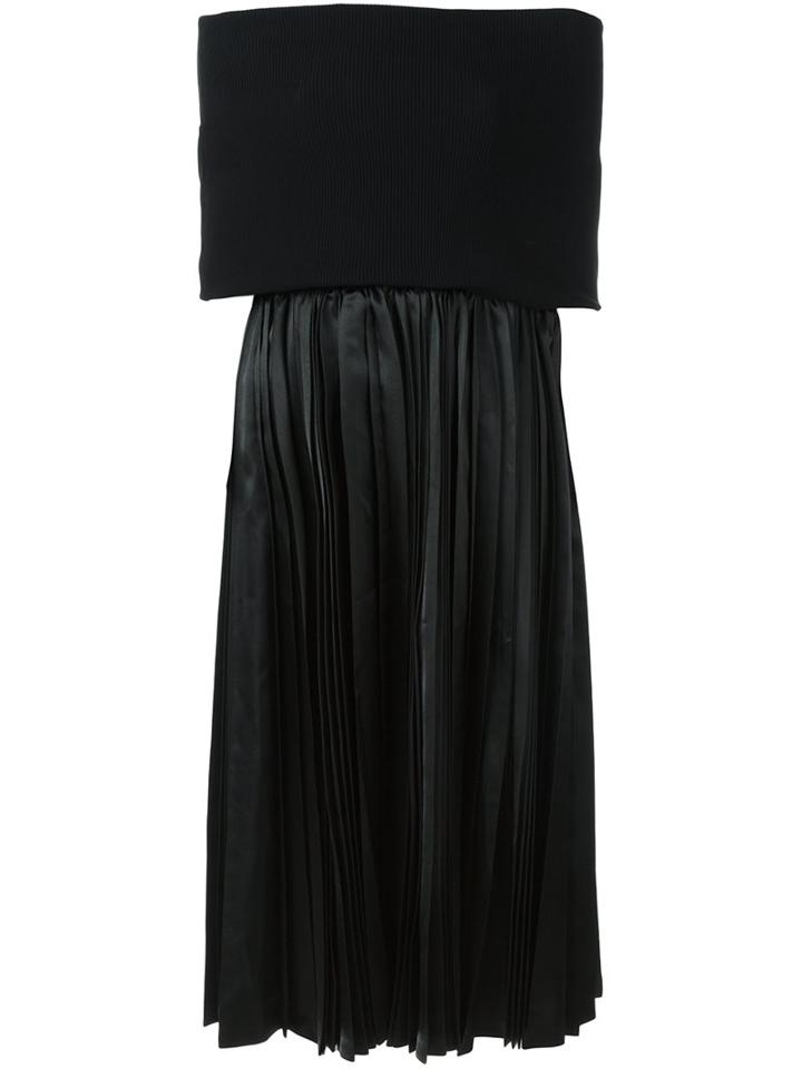 Junya Watanabe Comme Des Garçons Off-shoulder Pleated Dress, Women's, Size: Medium, Black, Cotton/polycarbonite