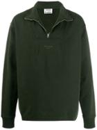 Acne Studios Inverted Logo Zipped Polo Sweater - Green