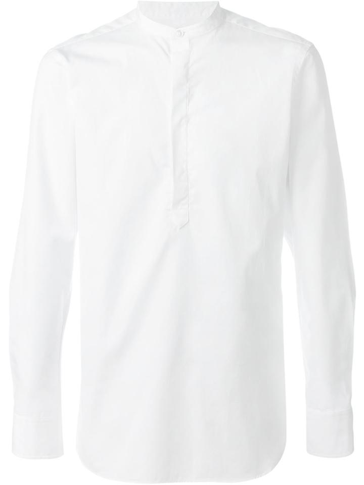 E. Tautz Slim Fit Grandad Collar Shirt - White