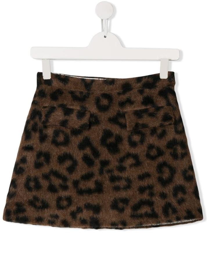 Caffe' D'orzo Teen Leopard Print Skirt - Brown