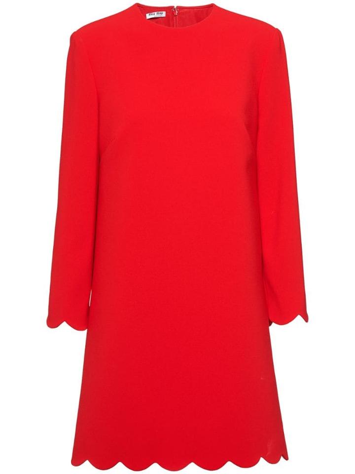 Miu Miu Scalloped Cady Dress - Red