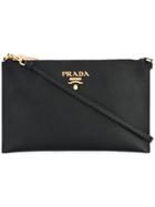 Prada Logo Plaque Clutch Bag - Black