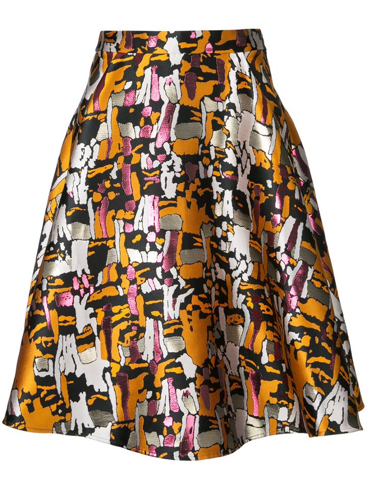 Paule Ka - Full Jacquard Midi Skirt - Women - Polyester - 44, Women's, Orange, Polyester