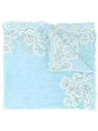 Faliero Sarti - Embroidered Scarf - Men - Cotton/polyester/viscose - One Size, Blue, Cotton/polyester/viscose