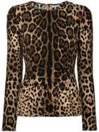 Dolce & Gabbana Fitted Leopard Print Top - Brown