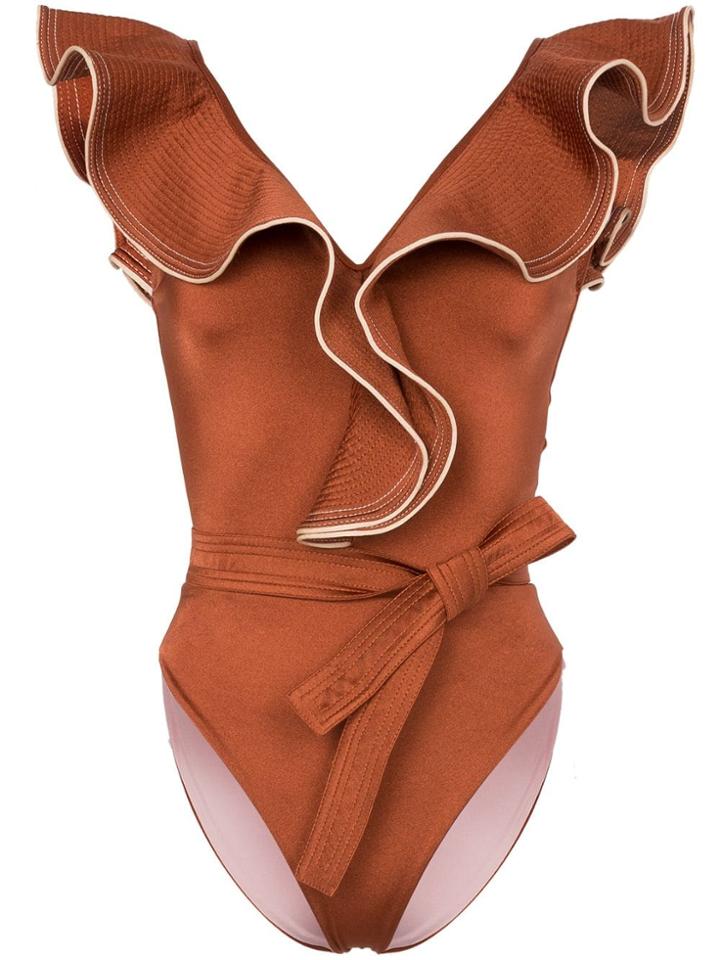 Johanna Ortiz Wild Youth Ruffled Cutout Swimsuit - Orange