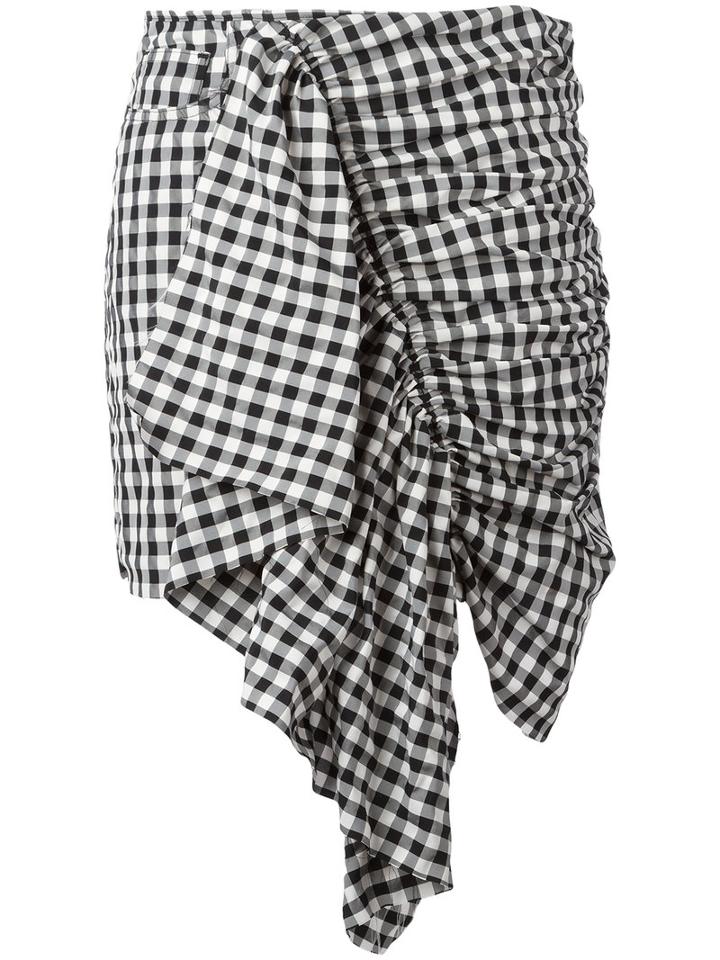 Marques'almeida Checkered Ruffle Skirt, Women's, Size: 8, White, Polyamide/polyester