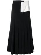 Yohji Yamamoto Two-tone Pleated Skirt - Black