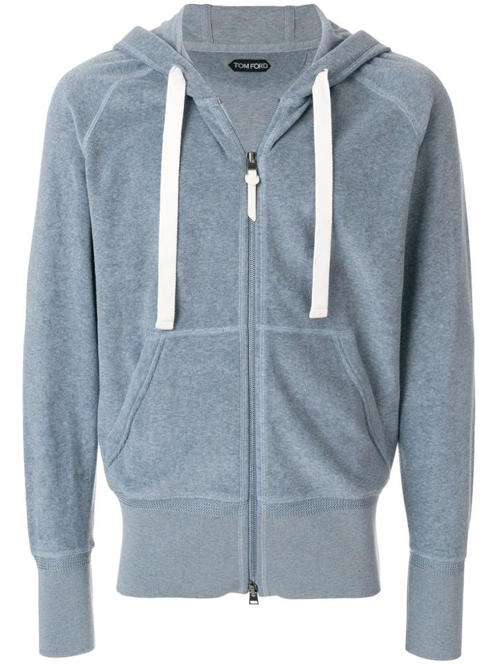 Tom Ford Zipped Hoodie Jacket - Blue