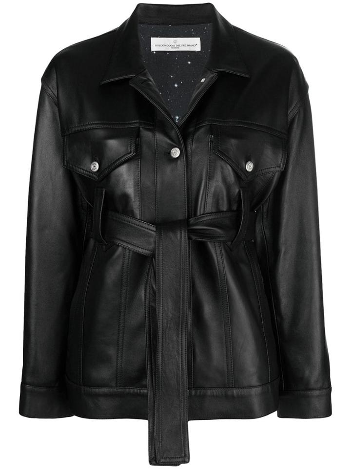 Golden Goose Pictor Leather Belted Jacket - Black