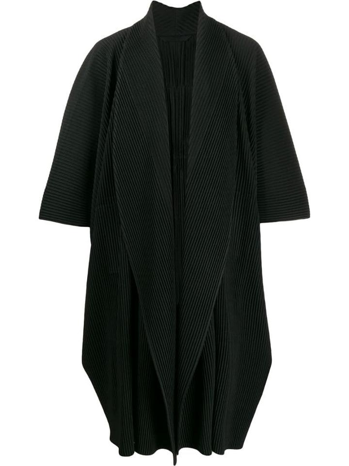 Homme Plissé Issey Miyake Pleated Midi Coat - Black