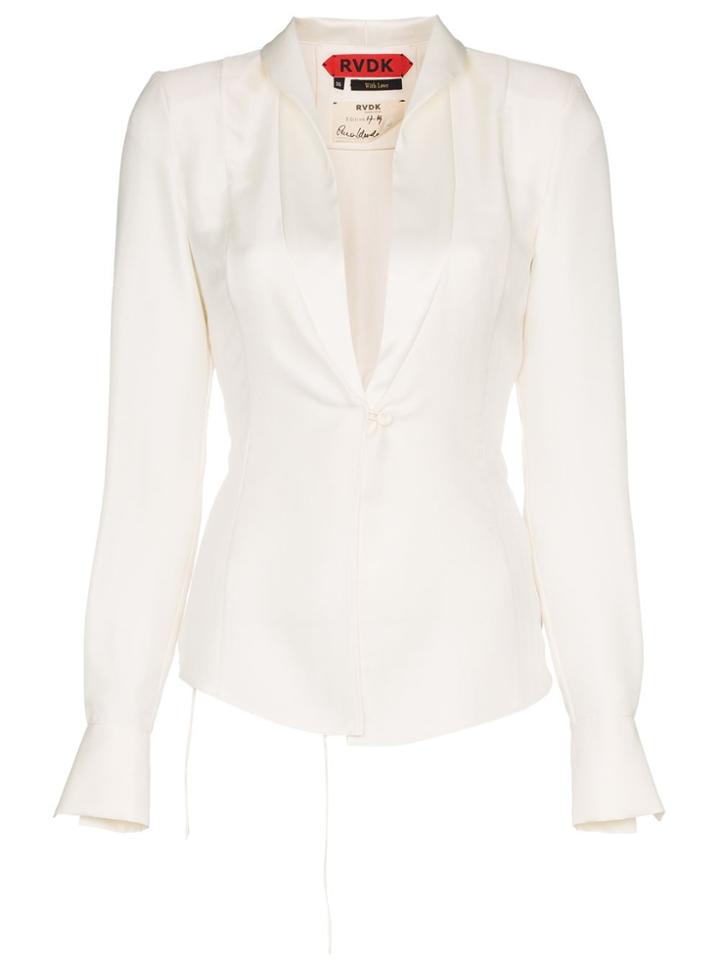 Ronald Van Der Kemp Tuxedo Effect Silk Blouse - White