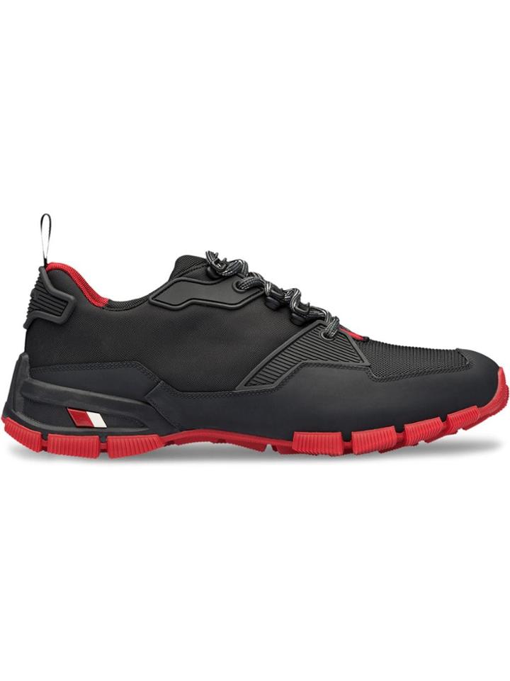 Prada Fabric And Leather Crossection Sneakers - Black