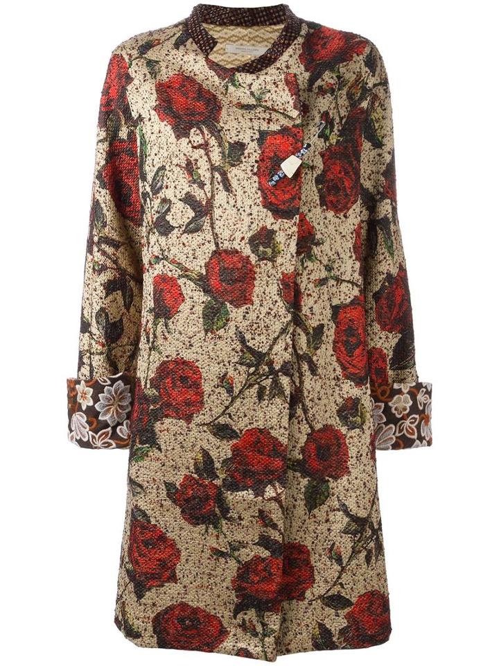 Ermanno Gallamini Rose (pink) Print Coat, Women's, Size: Medium, Acrylic/polyester/wool/alpaca