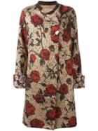 Ermanno Gallamini Rose (pink) Print Coat, Women's, Size: Medium, Acrylic/polyester/wool/alpaca