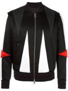 Neil Barrett Geometric Panelled Bomber Jacket, Men's, Size: Large, Black, Viscose/polyester/cotton/polyurethane