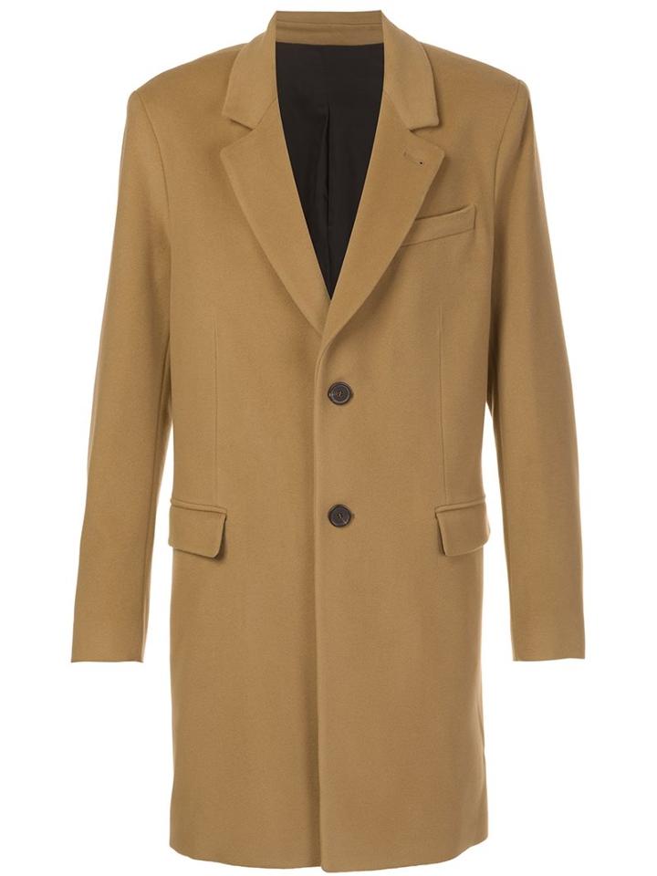 Ami Alexandre Mattiussi Two-button Overcoat, Men's, Size: 46, Nude/neutrals, Polyester/acetate/cashmere/wool