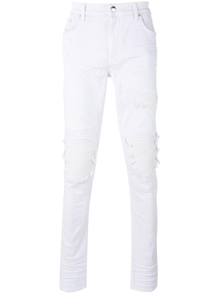 Amiri - Skinny Jeans - Men - Cotton/leather/spandex/elastane/tencel - 33, White, Cotton/leather/spandex/elastane/tencel