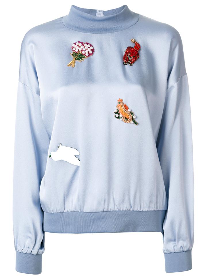 Vivetta Embellished Satin Sweatshirt - Blue