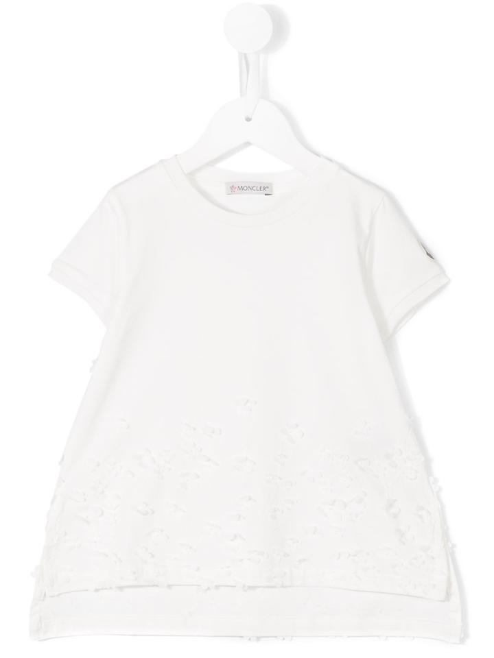 Moncler Kids Appliqué Flower Top, Girl's, Size: 6 Yrs, White
