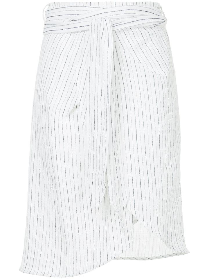 Suboo Tulum Stripe Midi Wrap Skirt - White