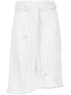 Suboo Tulum Stripe Midi Wrap Skirt - White