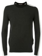 Michael Kors Striped Sleeve Jumper, Men's, Size: Large, Grey, Viscose/wool