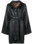 Dolce & Gabbana Vintage Belted Crackle Coat - Black