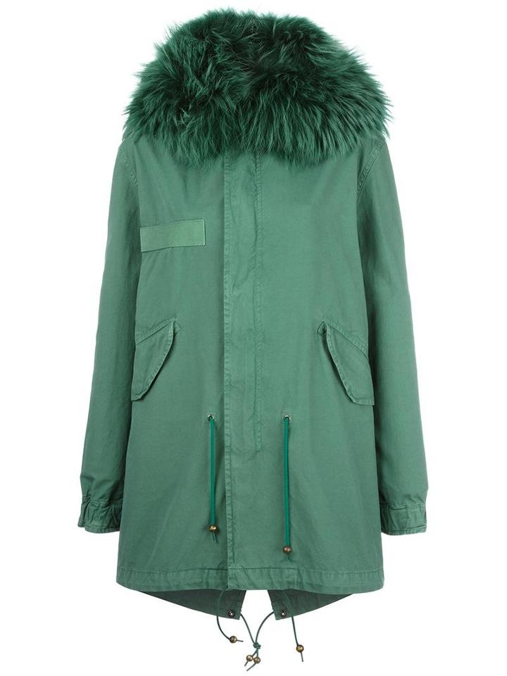 Mr & Mrs Italy Mid Parka Coat, Women's, Size: Xs, Green, Cotton/rabbit Fur