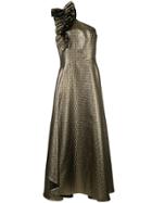 Ingie Paris Ruffle Detail Metallic Dress - Gold