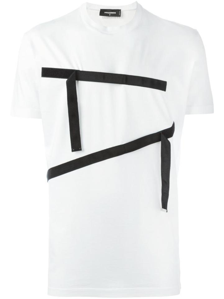 Dsquared2 Ribbon Appliqué T-shirt, Men's, Size: Medium, White, Cotton