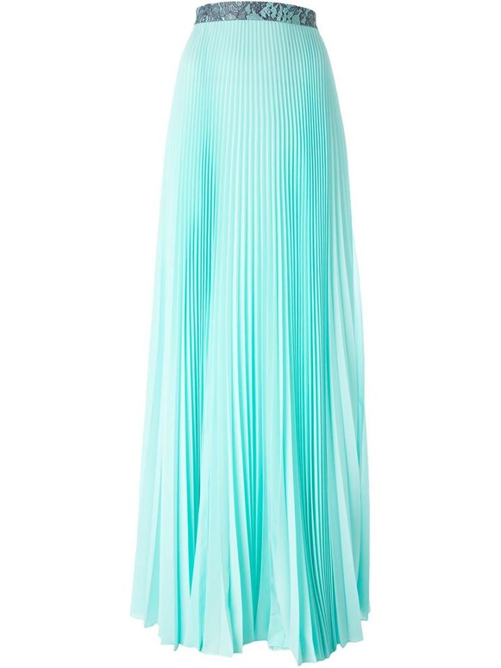 Christopher Kane Pleated Maxi Skirt, Women's, Size: 6, Green, Polyester/spandex/elastane/acetate/silk