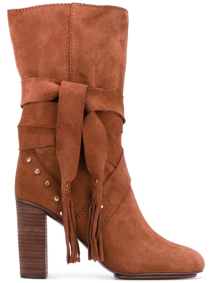 See By Chloé Studded Tie Boots - Brown