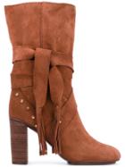 See By Chloé Studded Tie Boots - Brown