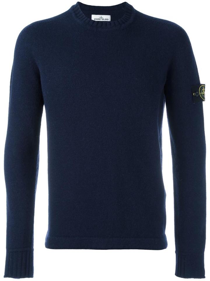 Stone Island Crew Neck Jumper, Men's, Size: Xl, Blue, Wool/polyamide
