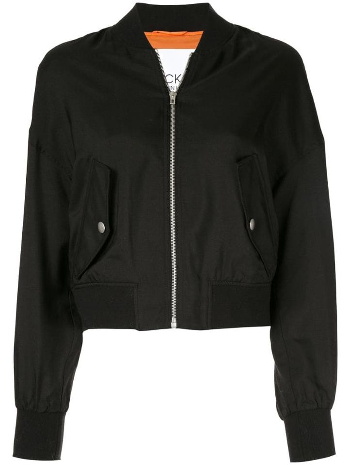 Ck Calvin Klein Zipped Bomber Jacket - Black