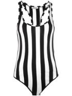 Nina Ricci - Striped Bodysuit - Women - Viscose - S, Women's, Black, Viscose
