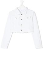 Patrizia Pepe Junior Cropped Denim Jacket - White